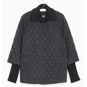 Eileen Fisher Women's Black Quilted Cotton Nylon w/Jersey Lining Wool Jacket XL
